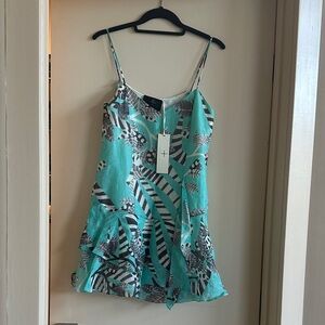 Tropical Print Spaghetti Strap Dress